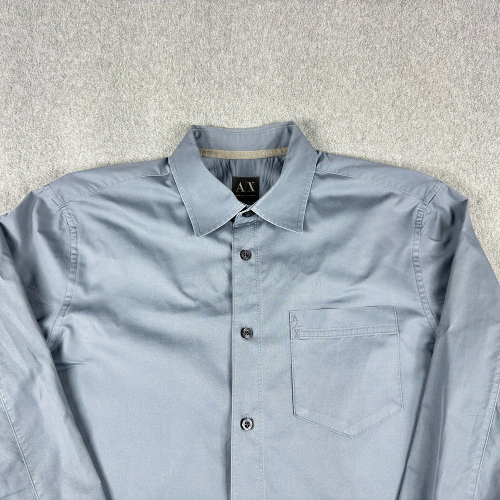 AX Armani Exchange Shirt Mens L‎ Gray Button Up Long Sleeve